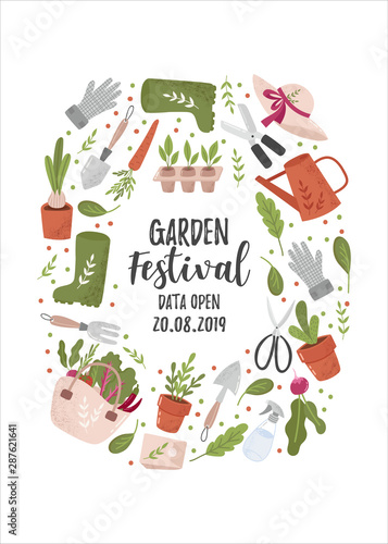 Creative vertical flyer or poster template with gardening