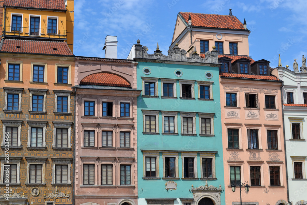 Warsaw. Historic houses on the central market square.