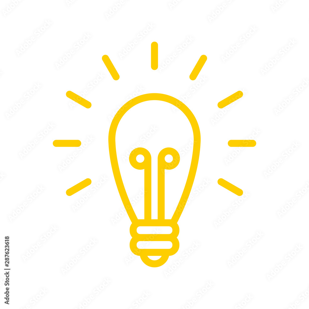 Light bulb linear icon. Symbol of creativity and solution. Bright lamp shinning pictogram. Light bulb linear icon. Symbol of creativity and solution. Bright lamp shinning pictogram.