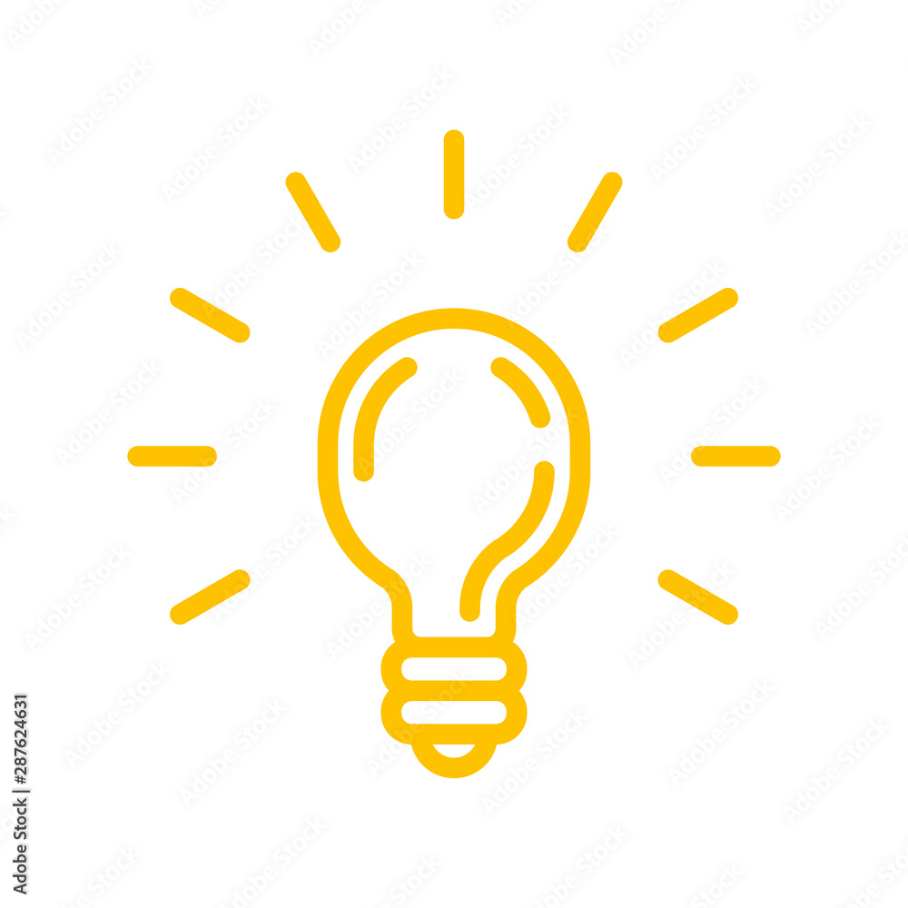 Light bulb linear icon. Symbol of creativity and solution. Bright lamp shinning pictogram. Light bulb linear icon. Symbol of creativity and solution. Bright lamp shinning pictogram.