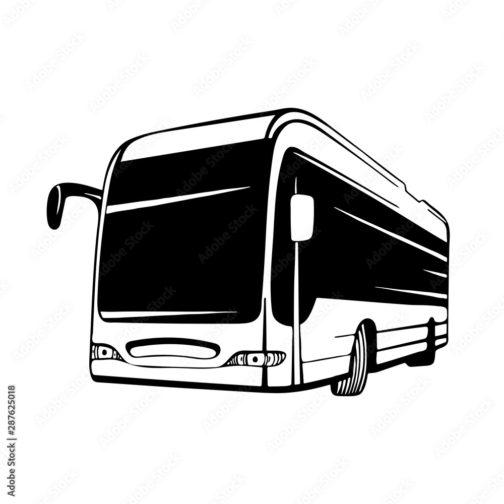 Bus. City bus hand drawn vector illustration. Coach. Realistic bus sketch  drawing graphic. Stock Vector | Adobe Stock