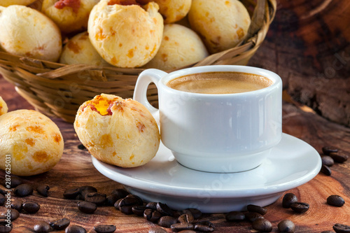 Breakfast with cheese bread photo