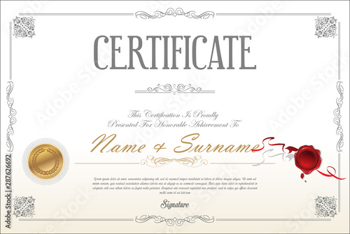 Certificate or diploma retro design template 
