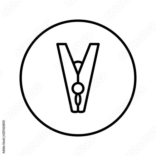 Clothespin. Icon. Editable Thin line. Vector illustration.