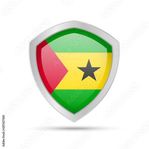 Free Download Shield with Sao Tome and Principe flag on white background. - GFXLoad