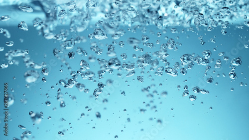 Water bubbles with soft blue background