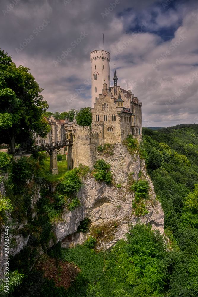 Lichtenstein Castle, located in the Swabian Alb region (Schwäbische Alb) in the immediate vicinity of the Echaz valley