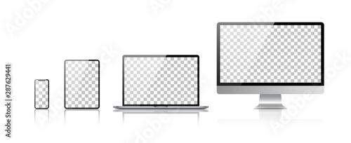 Set of computer, laptop in a flat vector style