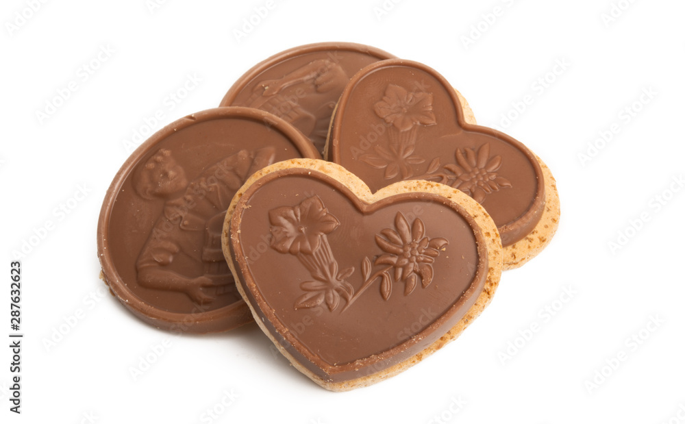 swiss chocolate cookies isolated