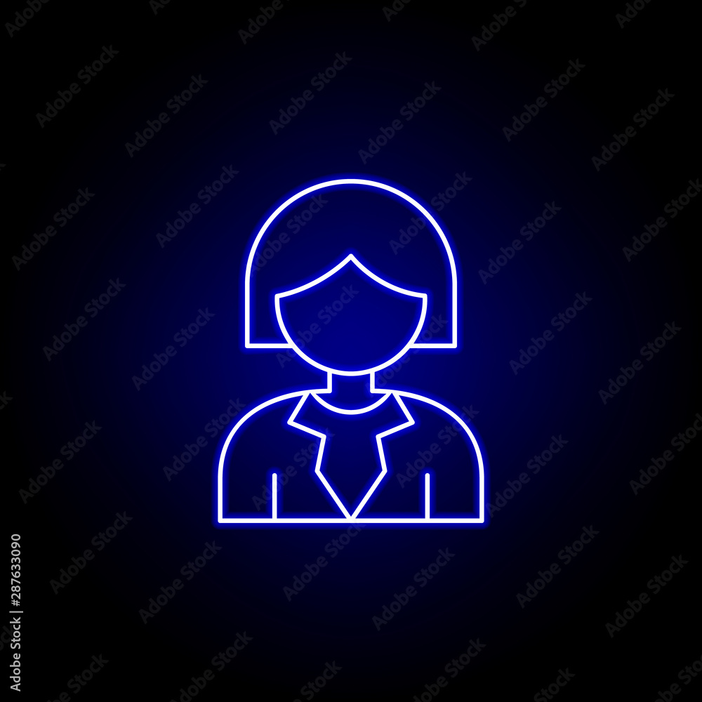 Woman line neon icon. Elements of Business illustration line icon. Signs and symbols can be used for web, logo, mobile app, UI, UX