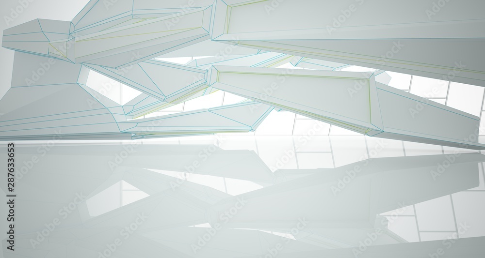 Abstract drawing white parametric interior. 3D illustration and rendering. Abstract drawing white parametric interior. 3D illustration and rendering.