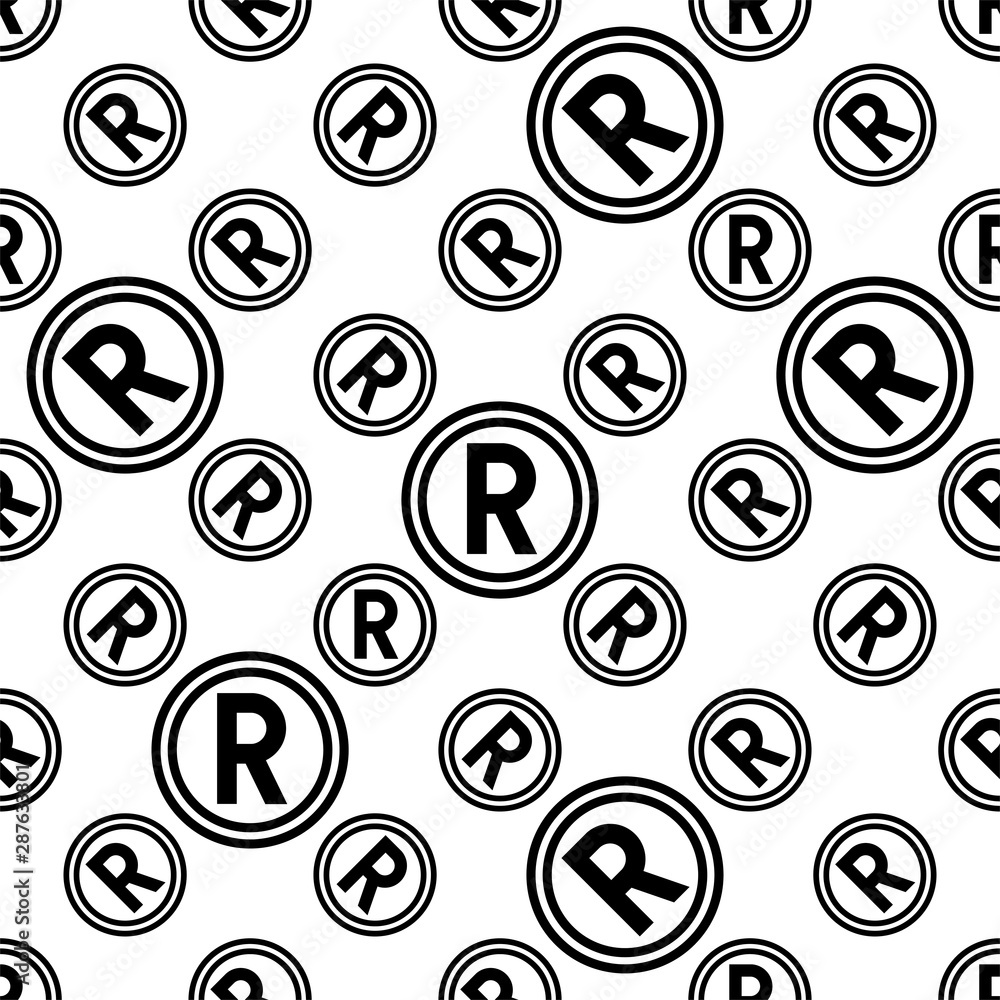 Registered Trademark Icon, Letter R Symbol Seamless Pattern Registered Trademark Icon, Letter R Symbol Seamless Pattern