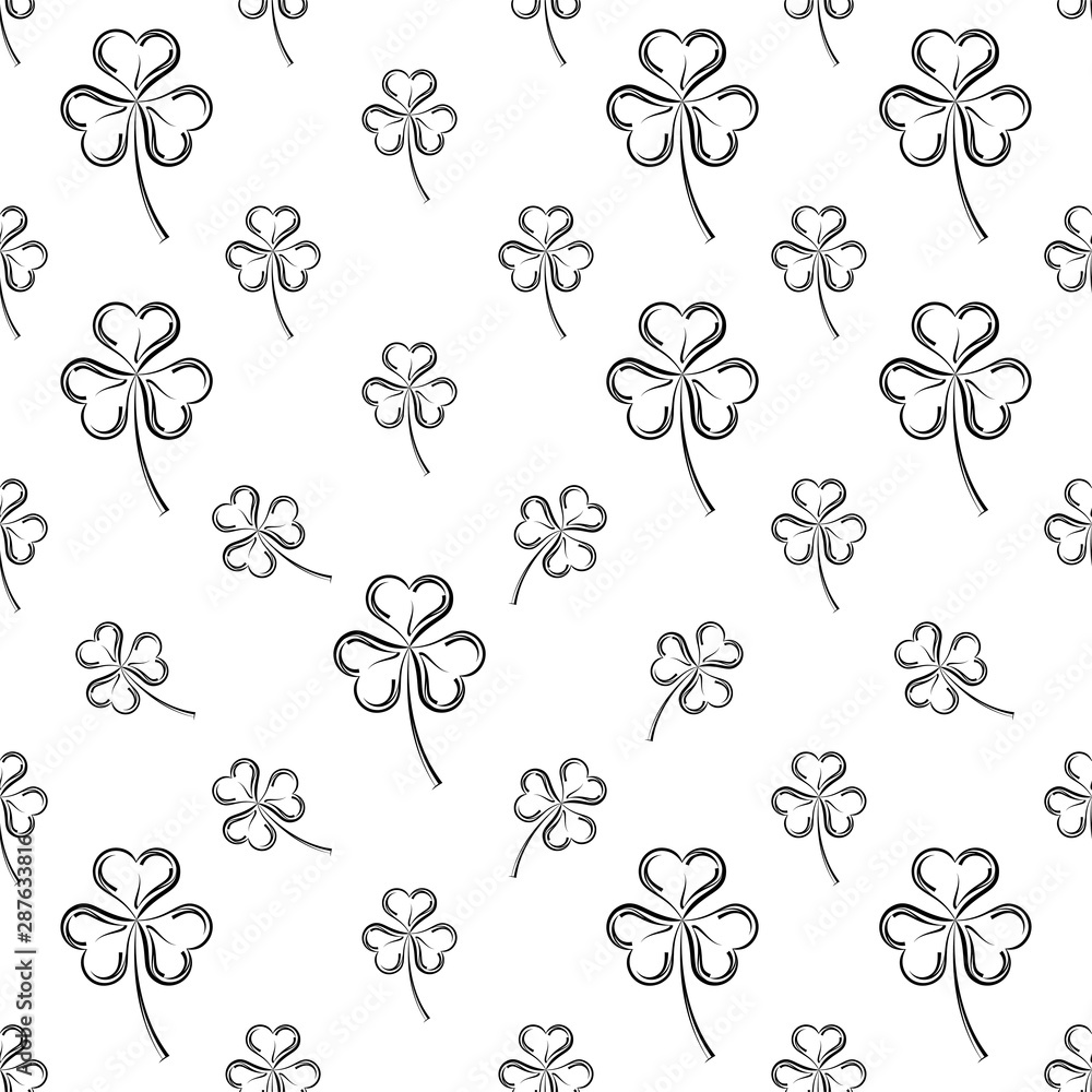 Obraz premium Shamrock Three Leaf Clover Seamless Pattern