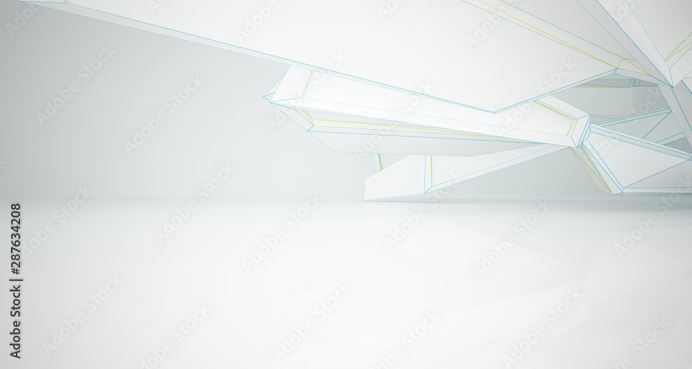 Abstract drawing white parametric interior. 3D illustration and rendering. Abstract drawing white parametric interior. 3D illustration and rendering.