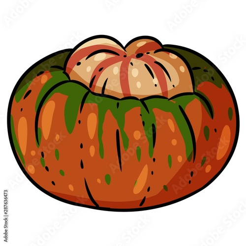 Cute autumn turban pumpkin doodle. Halloween harvest fest symbol
