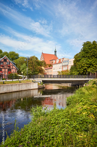 Brda river canal at Mlynska Island (Mill Island) in Bydgoszcz, Poland.