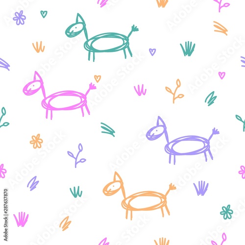 Abstract seamless pattern background. Seamless childish crafted swatch  for wrapping paper, textile, bag print, invitation, poster, banner, placard, diary, album, sketch book cover etc.