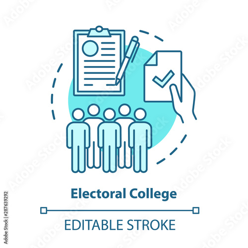 Elections concept icon. Electoral college idea thin line illustration. Voting, choosing from political candidates, parties. Electorate. Vector isolated outline drawing. Editable stroke