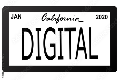 california new car digital registration plate vector