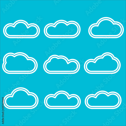 clouds set modern design creative outline vector