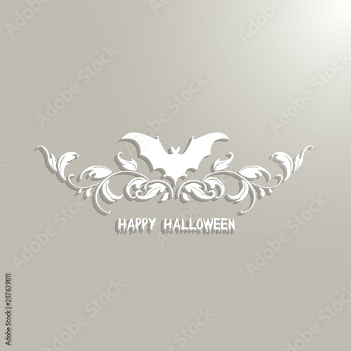 Halloween paper bat vector symbol with shadow