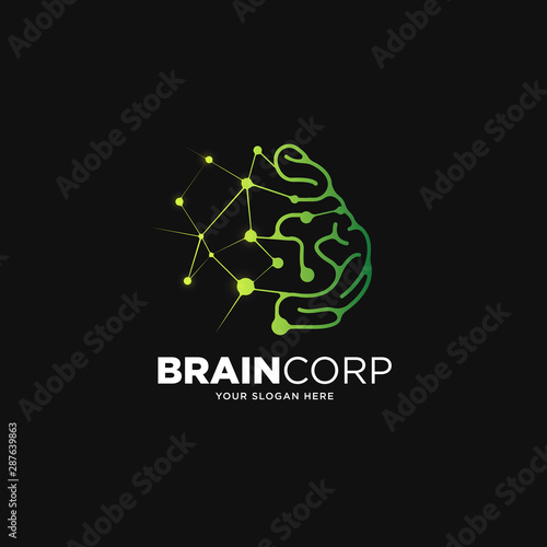 modern brain neuro connection tech logo template photo