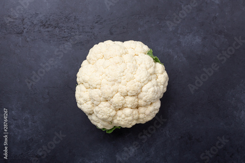 Cauliflower on a dark stone background Top view - Image