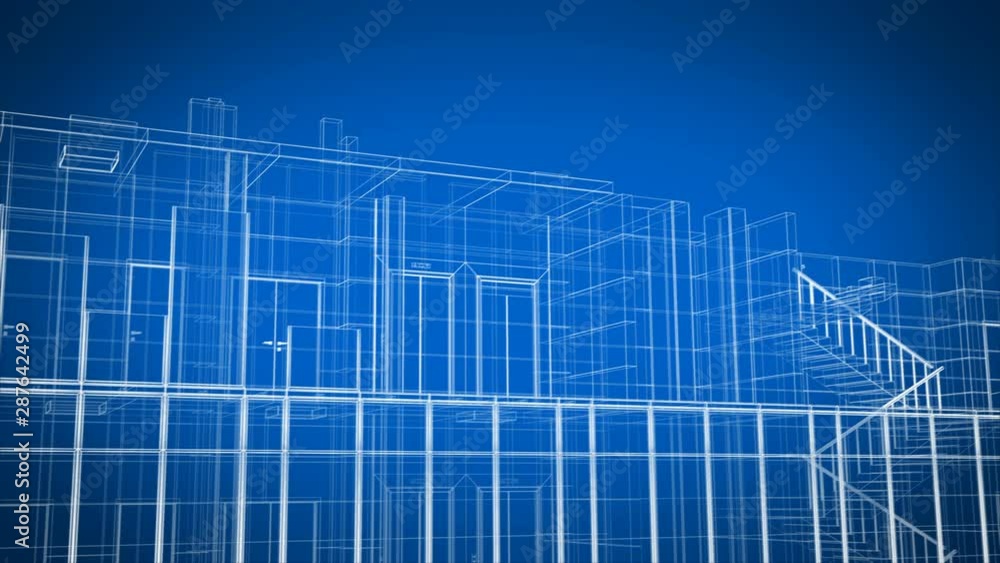 Abstract Beautiful Building Process of Skyscraper Blueprint Grid ...