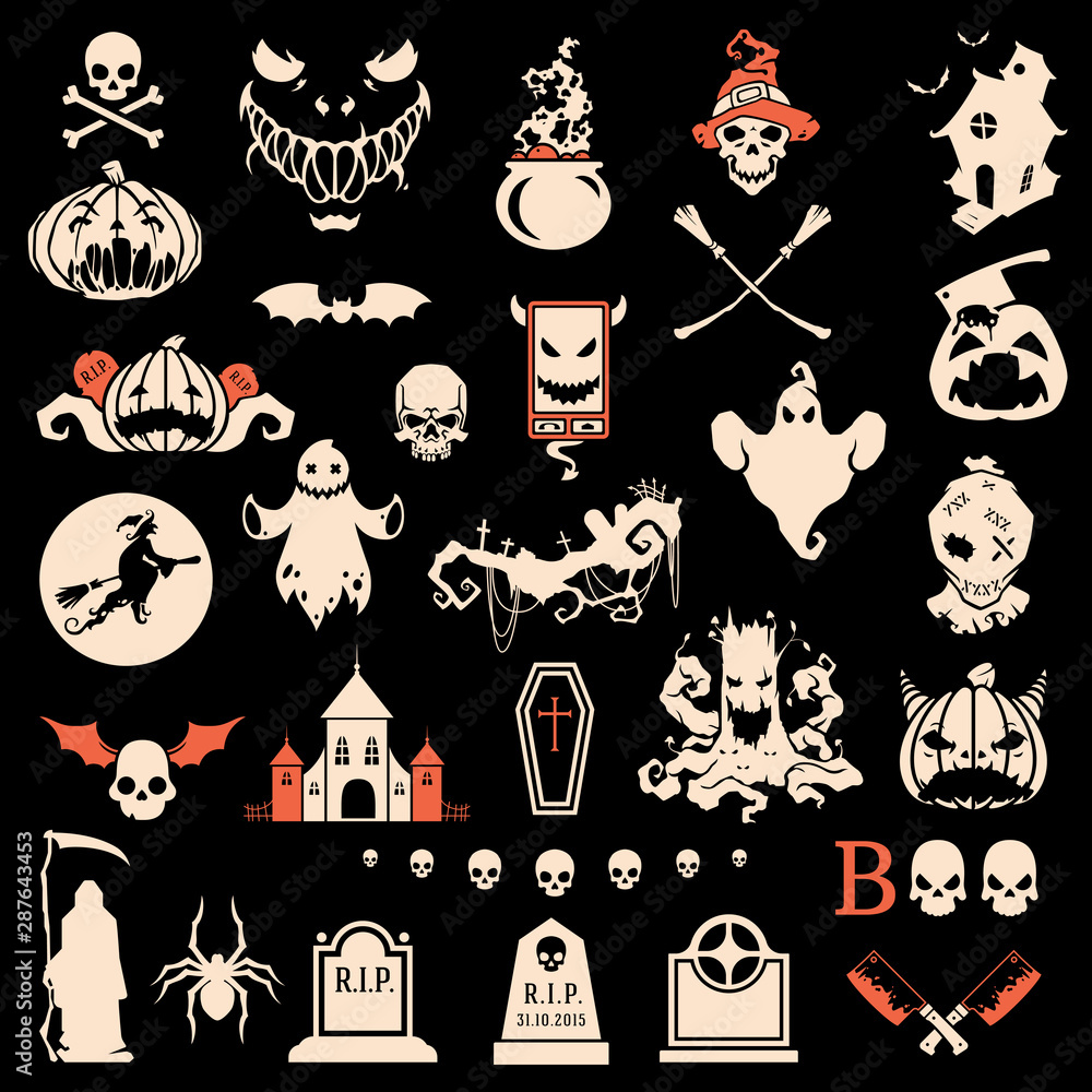Halloween silhouettes isolated on white background vector illustraton