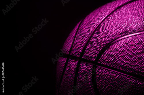 Closeup detail of pink basketball ball texture background