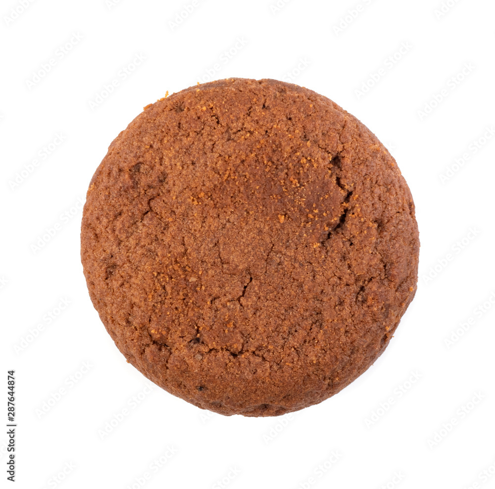 Soft Round Chocolate Butter Cookie Isolated Top View Soft Round Chocolate Butter Cookie Isolated Top View