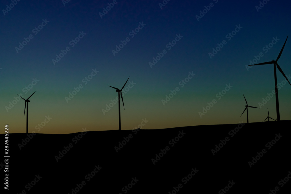 Fototapeta premium Windmills during the sunset