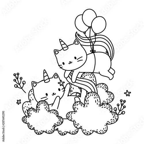 Photography Unicorn cat cartoon couple vector design