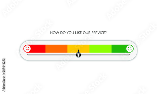 colorful emoticons with different mood from angry to happy. Element of UI design for estimating client service.