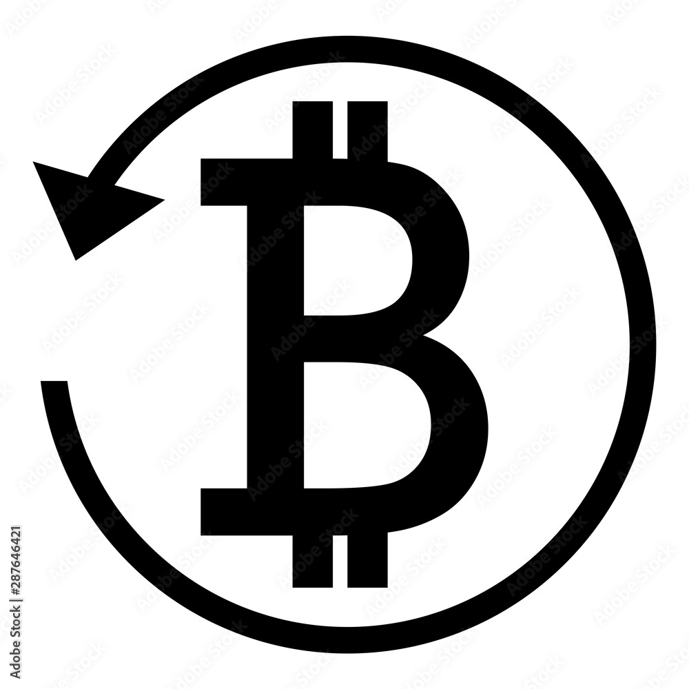Refund sign. BITCOIN currency. Circle arrow sign. Refund sign. BITCOIN currency. Circle arrow sign.