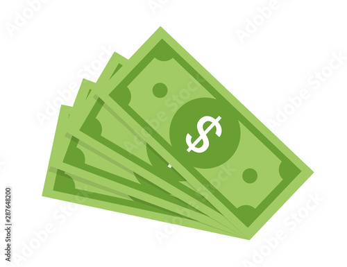 Money banknotes banknotes vector. Bill money currency finance dollar illustration. Dollar concept. Money isolated on white background.