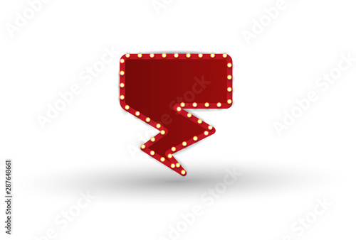 Vector empty frames, landmarks, cloud symbol, ribbon. Theater marquee isolated on white background.