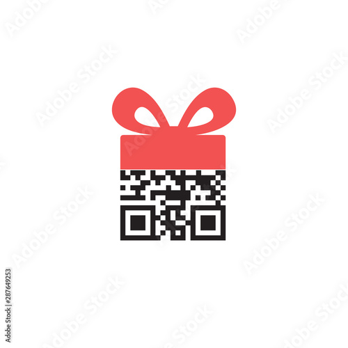 QR code as a Gift. Vector icon.