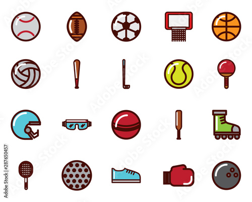 bundle of sports equipment icons