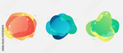 Set of organic liquid flowing shapes colorful