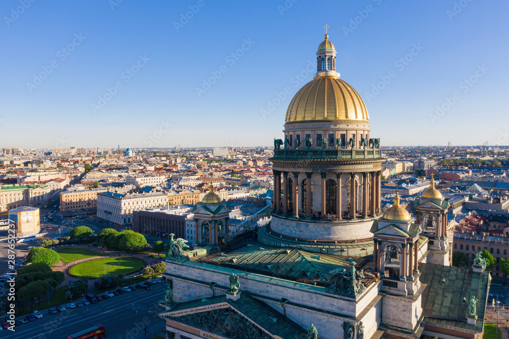 Saint Petersburg. Saint Isaac's Cathedral. Museums of Petersburg. St. Isaac's Square. Summer in St. Petersburg. St. Aerial view frome drone. Russia