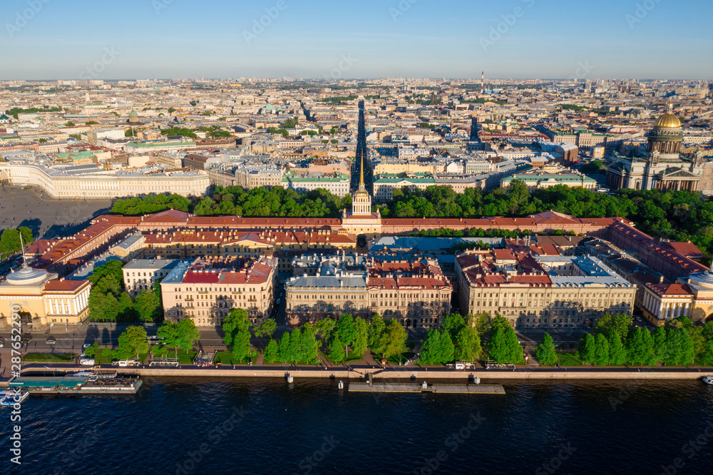 Aerial view of Admiralty tower, St Petersburg, Russia
