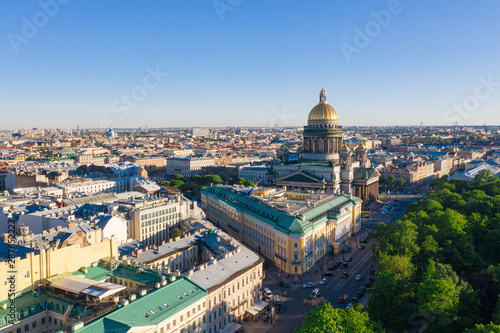 Saint Petersburg. Saint Isaac's Cathedral. Summer in St. Petersburg. St. Aerial view frome drone. Bronze Horseman. Russia © Stanislav Samoylik