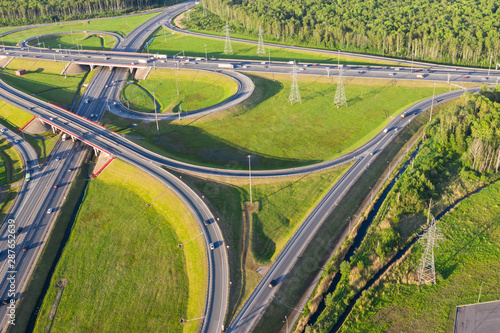 KAD road interchange in St. Petersburg, aerial view