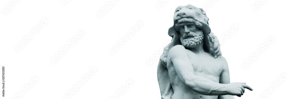 Ancient statue of Hercules (Heracles) is a Roman hero and god. He was was the son of Zeus (Jupiter) and the mortal Alcmene. Ancient statue of Hercules (Heracles) is a Roman hero and god. He was was the son of Zeus (Jupiter) and the mortal Alcmene.