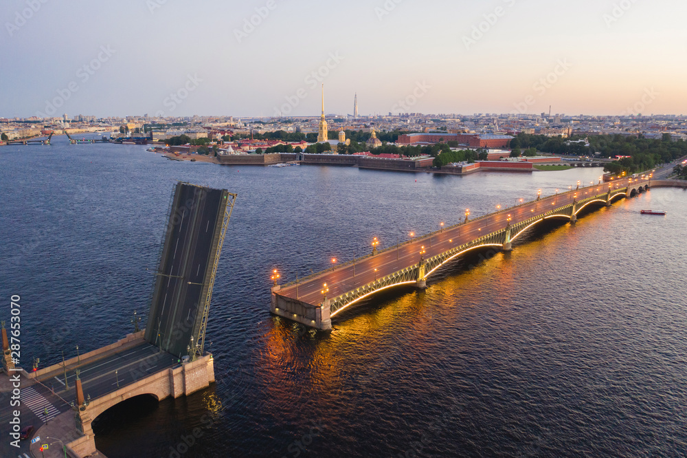 Petersburg Russia. Petersburg bridges. Trinity Bridge. White nights in Petersburg. Cities of Russia.