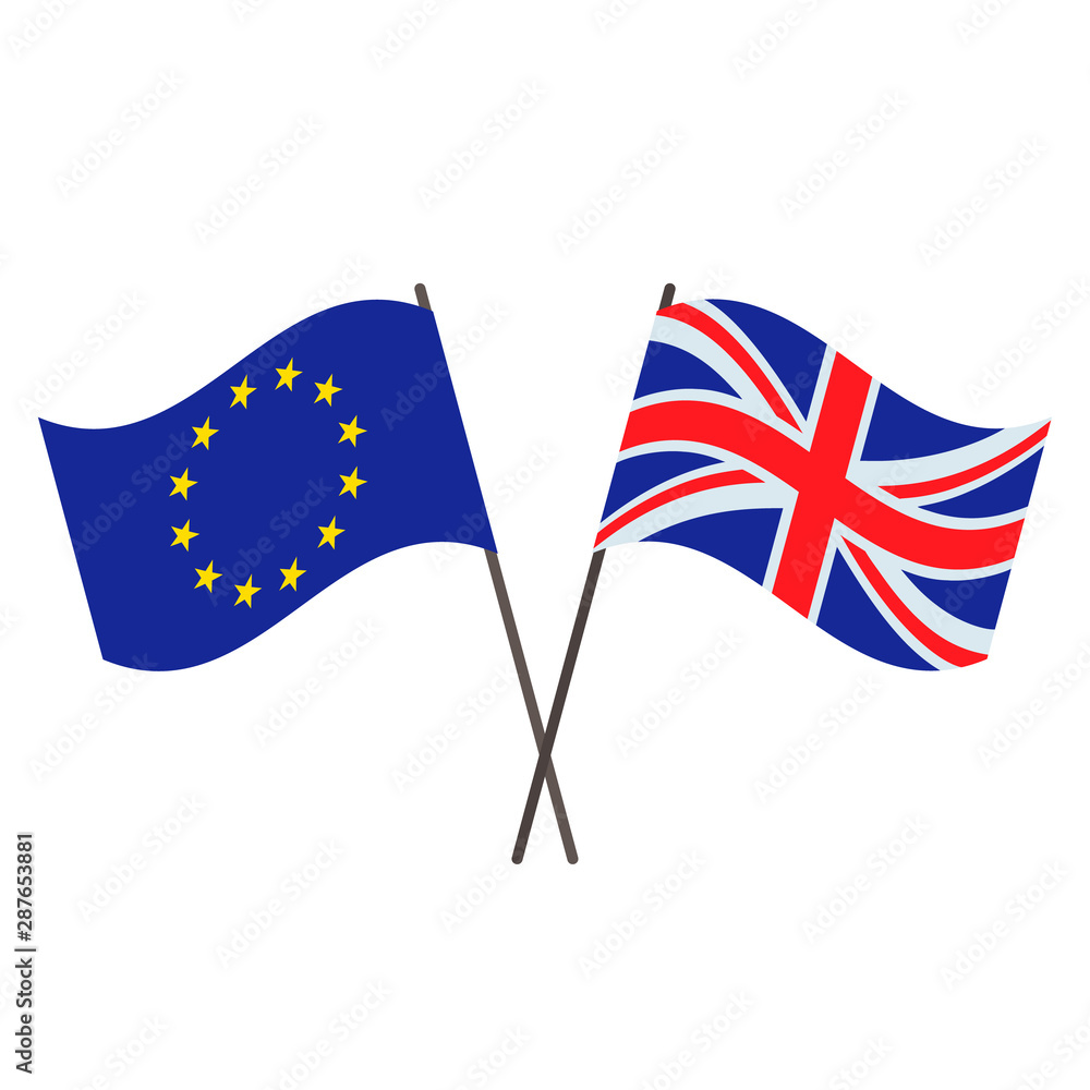 Fototapeta premium flags of Britain and the EU. Brexitis concept. flat vector illustration isolated