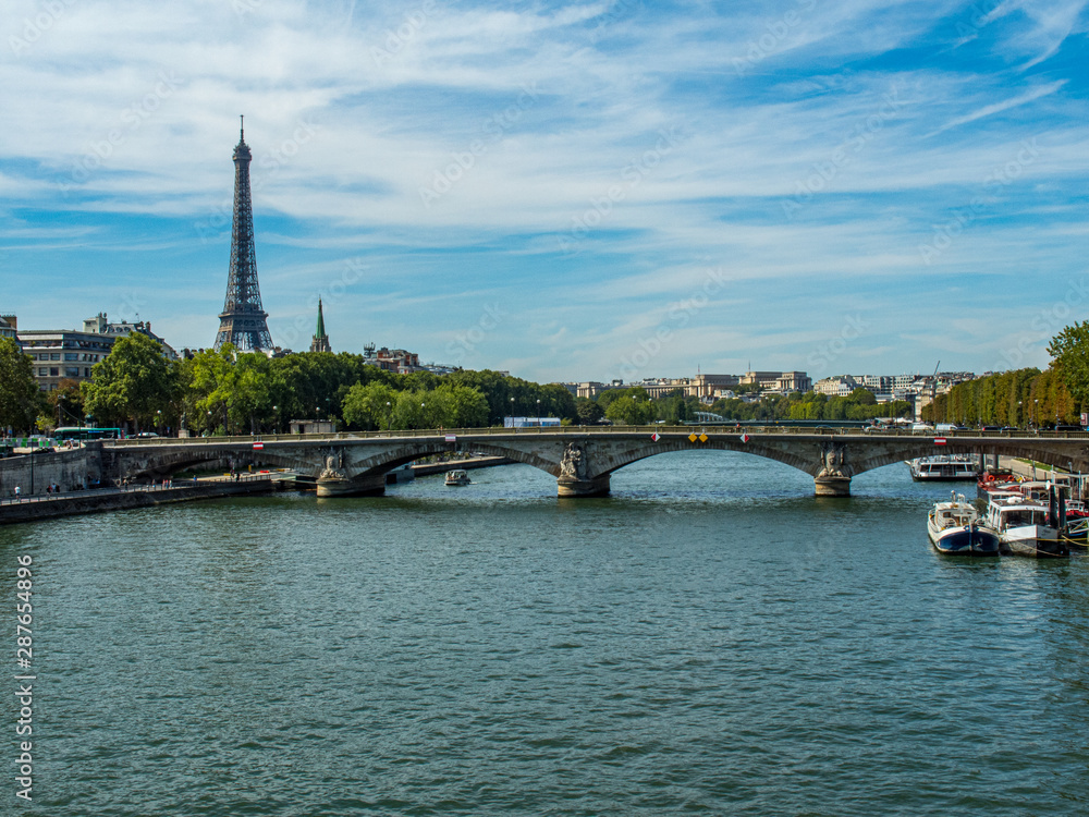 Eiffel Tower and Bridge in Paris