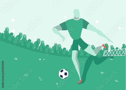 Football player in the game. Flat vector illustration. © Bubisha