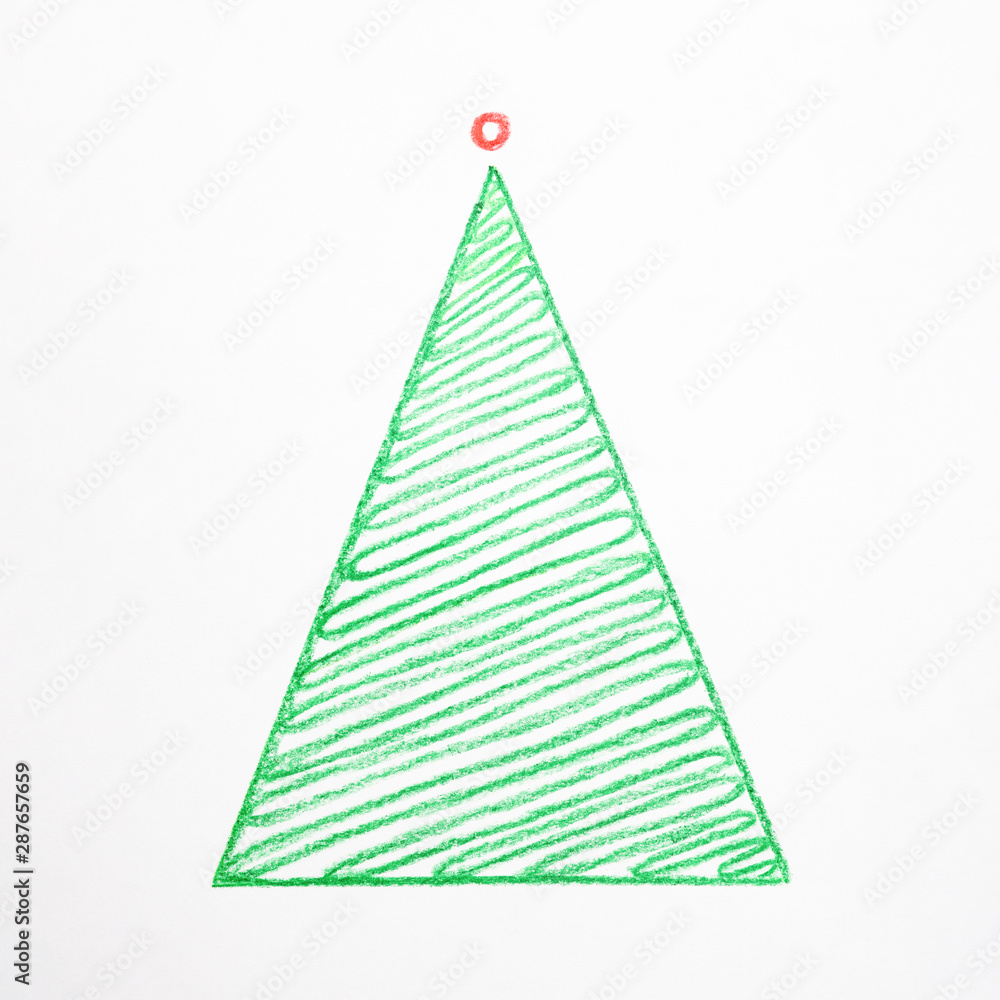Minimalist drawing of Christmas tree on white background Minimalist drawing of Christmas tree on white background